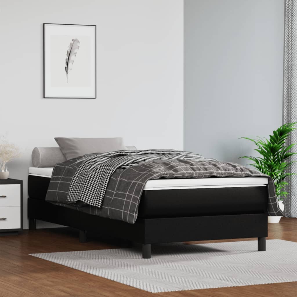 vidaXL Матрак с покет пружини средна твърдост черен 120x190x20 см изкуствена кожа