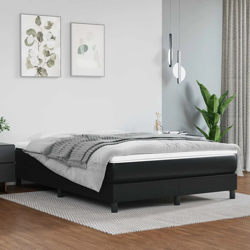 vidaXL Матрак с покет пружини средна твърдост черен 140x190x20 см изкуствена кожа