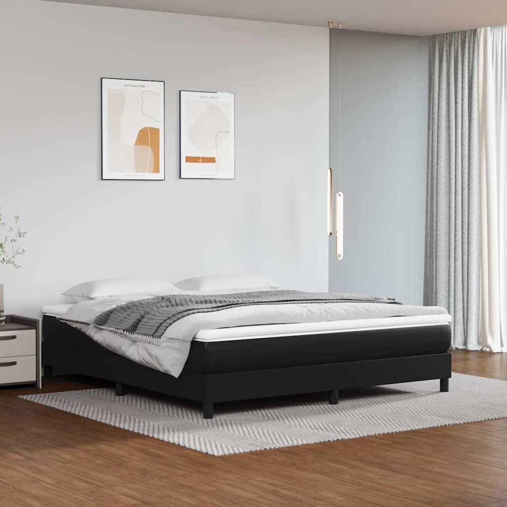 vidaXL Матрак с покет пружини средна твърдост черен 180x200x20 см изкуствена кожа