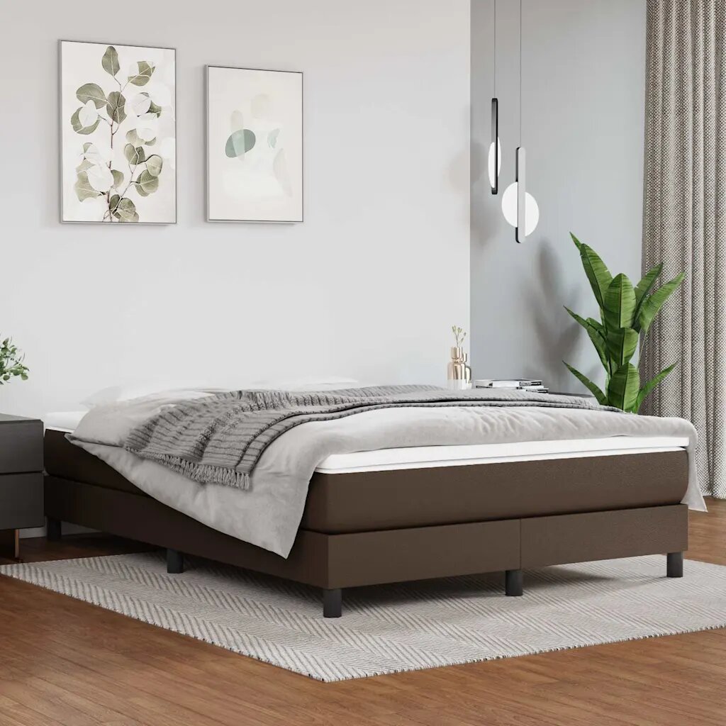 vidaXL Матрак с покет пружини средна твърдост кафяв 140x190x20 см изкуствена кожа