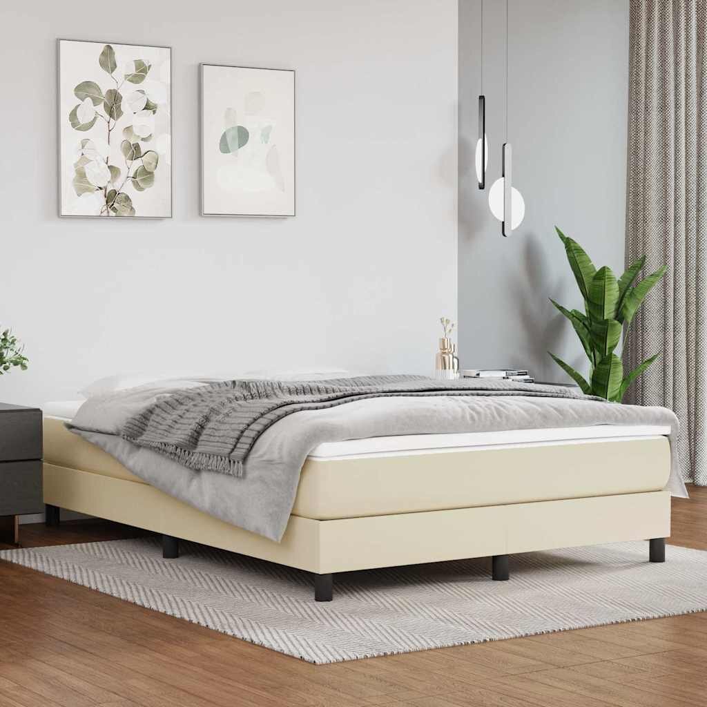 vidaXL Матрак с покет пружини средна твърдост кремав 140x190x20 см изкуствена кожа