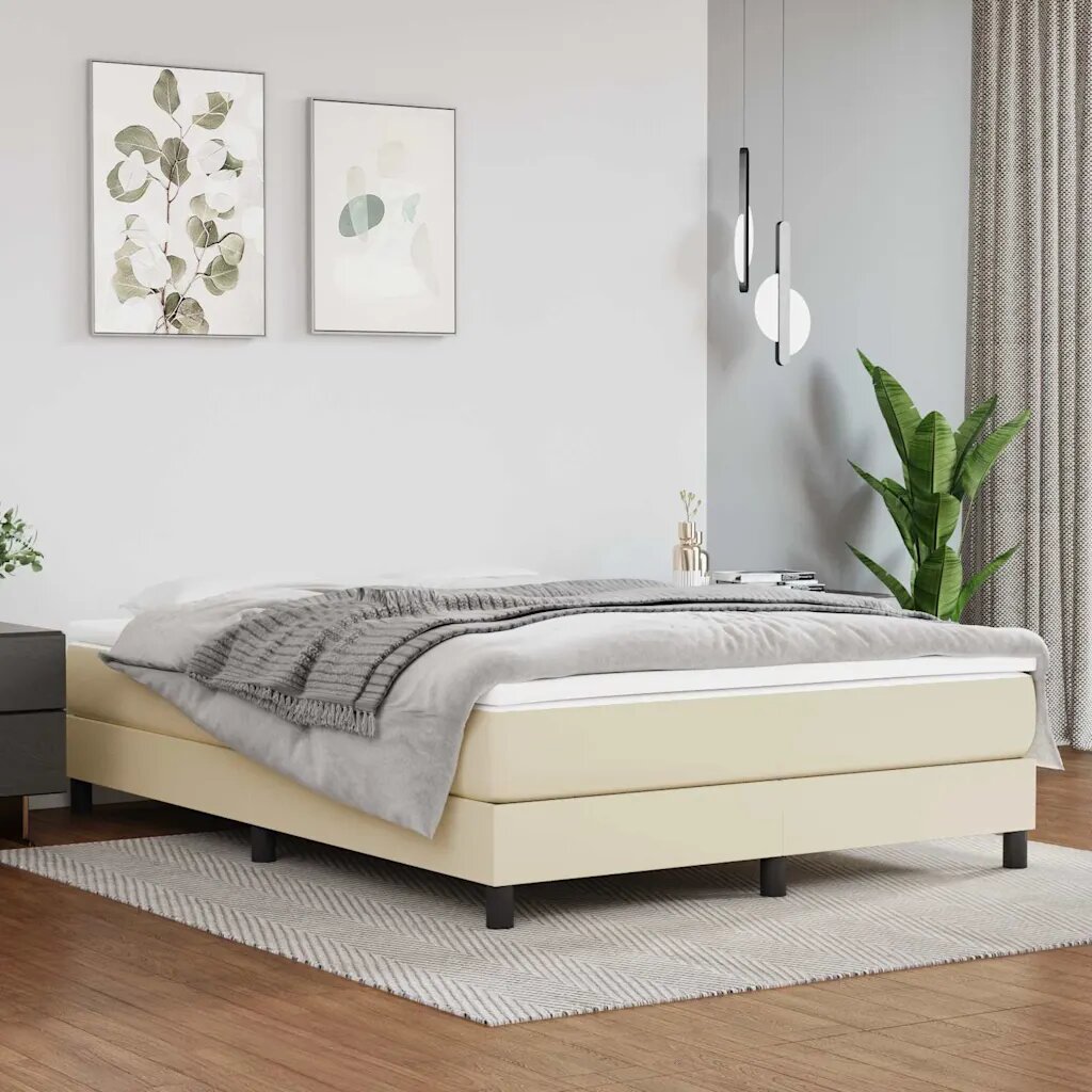 vidaXL Матрак с покет пружини средна твърдост кремав 140x200x20 см изкуствена кожа