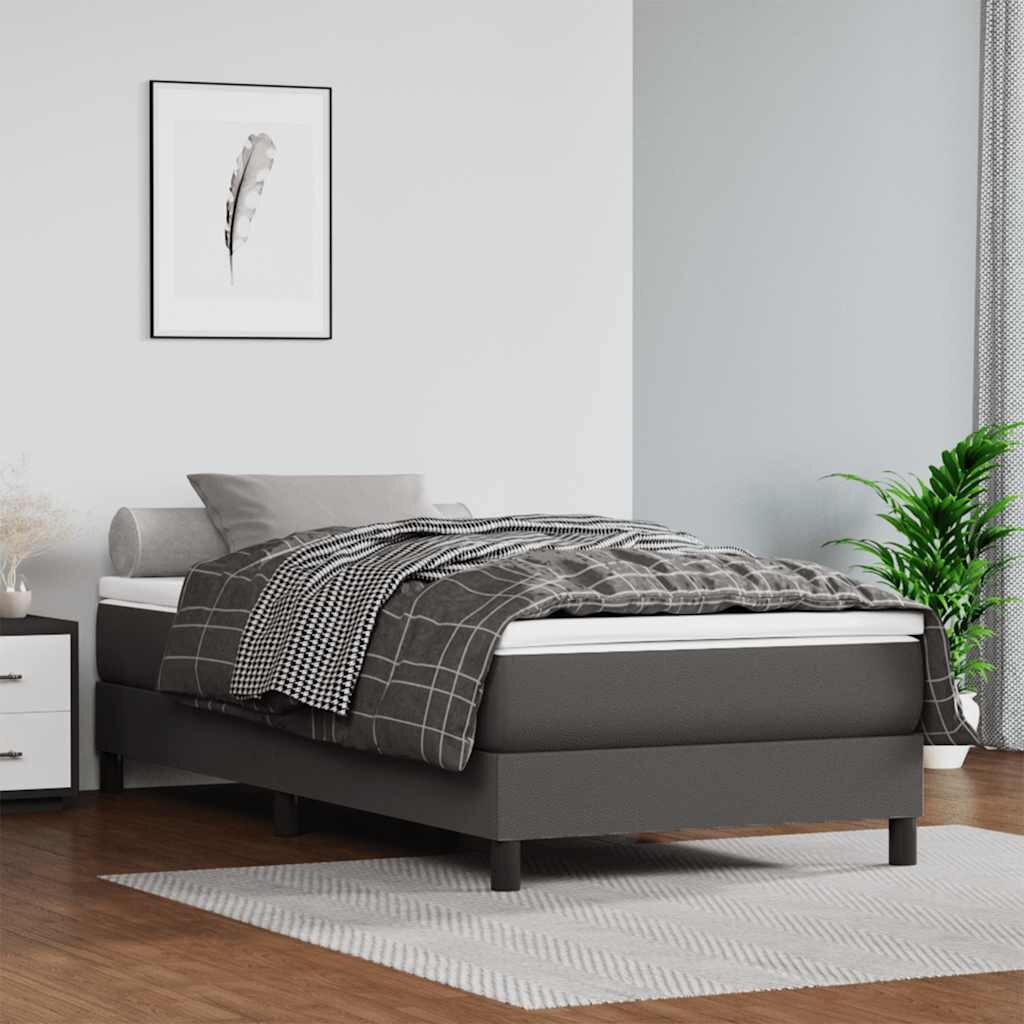 vidaXL Матрак с покет пружини средна твърдост сив 120x190x20 см изкуствена кожа