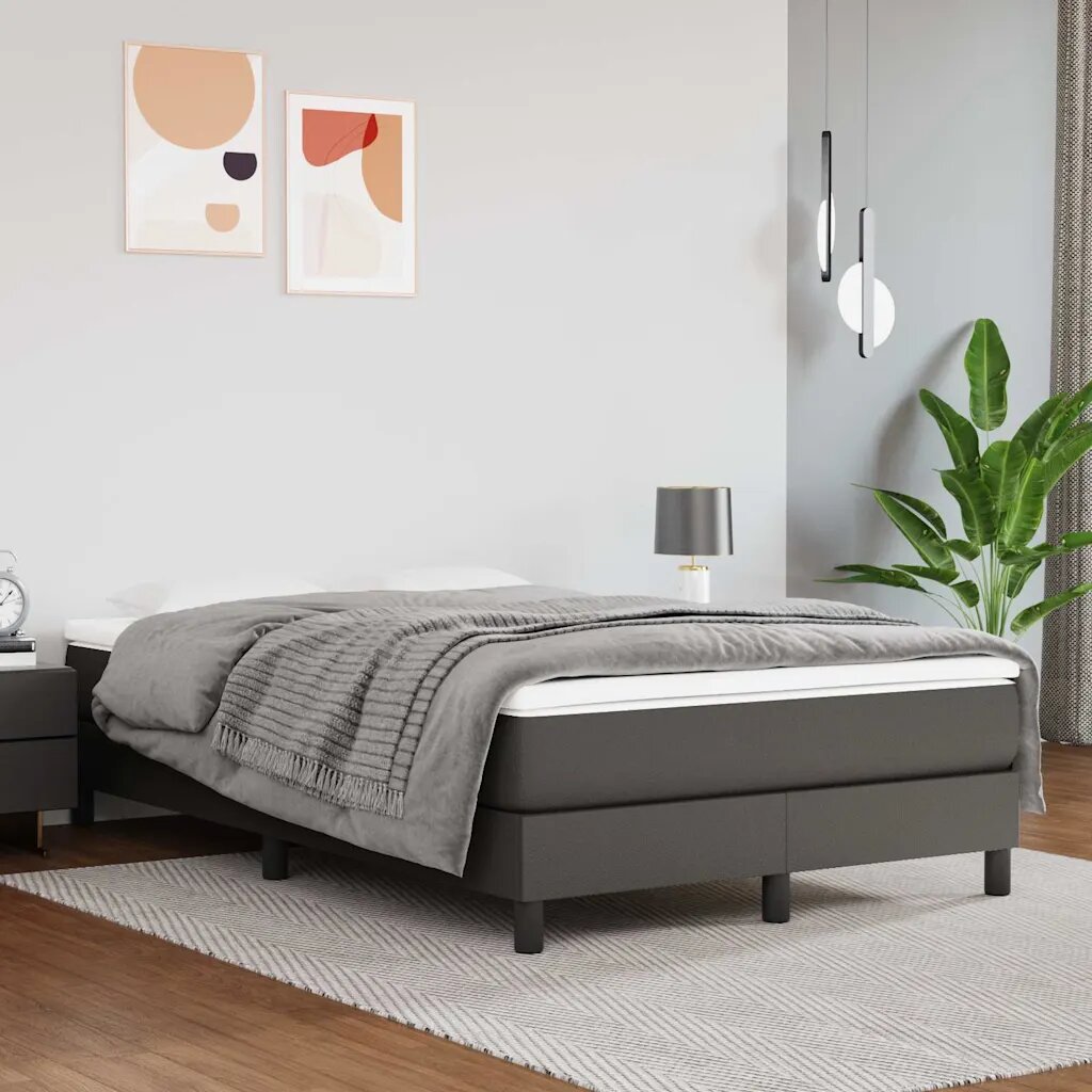 vidaXL Матрак с покет пружини средна твърдост сив 120x200x20 см изкуствена кожа