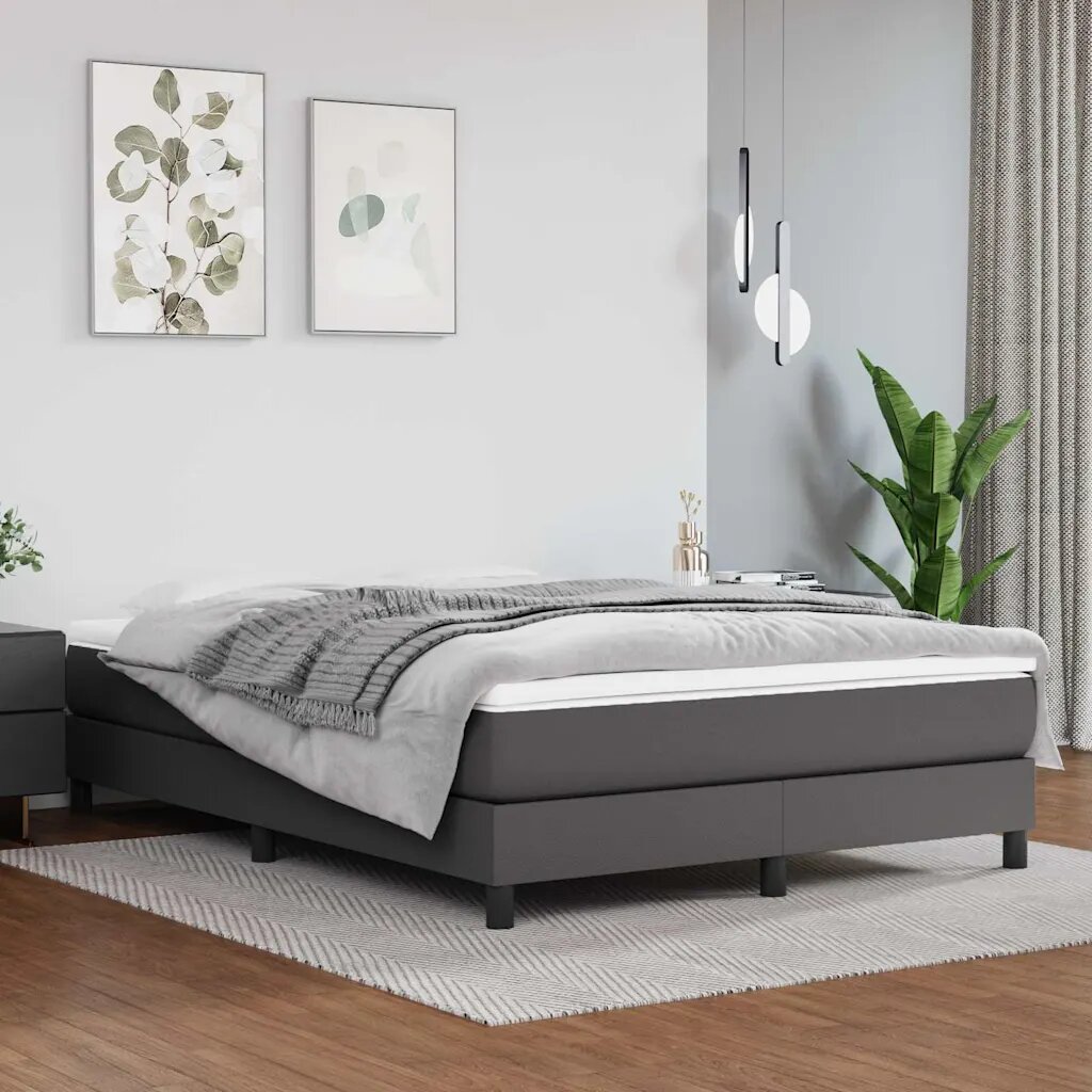 vidaXL Матрак с покет пружини средна твърдост сив 140x200x20 см изкуствена кожа