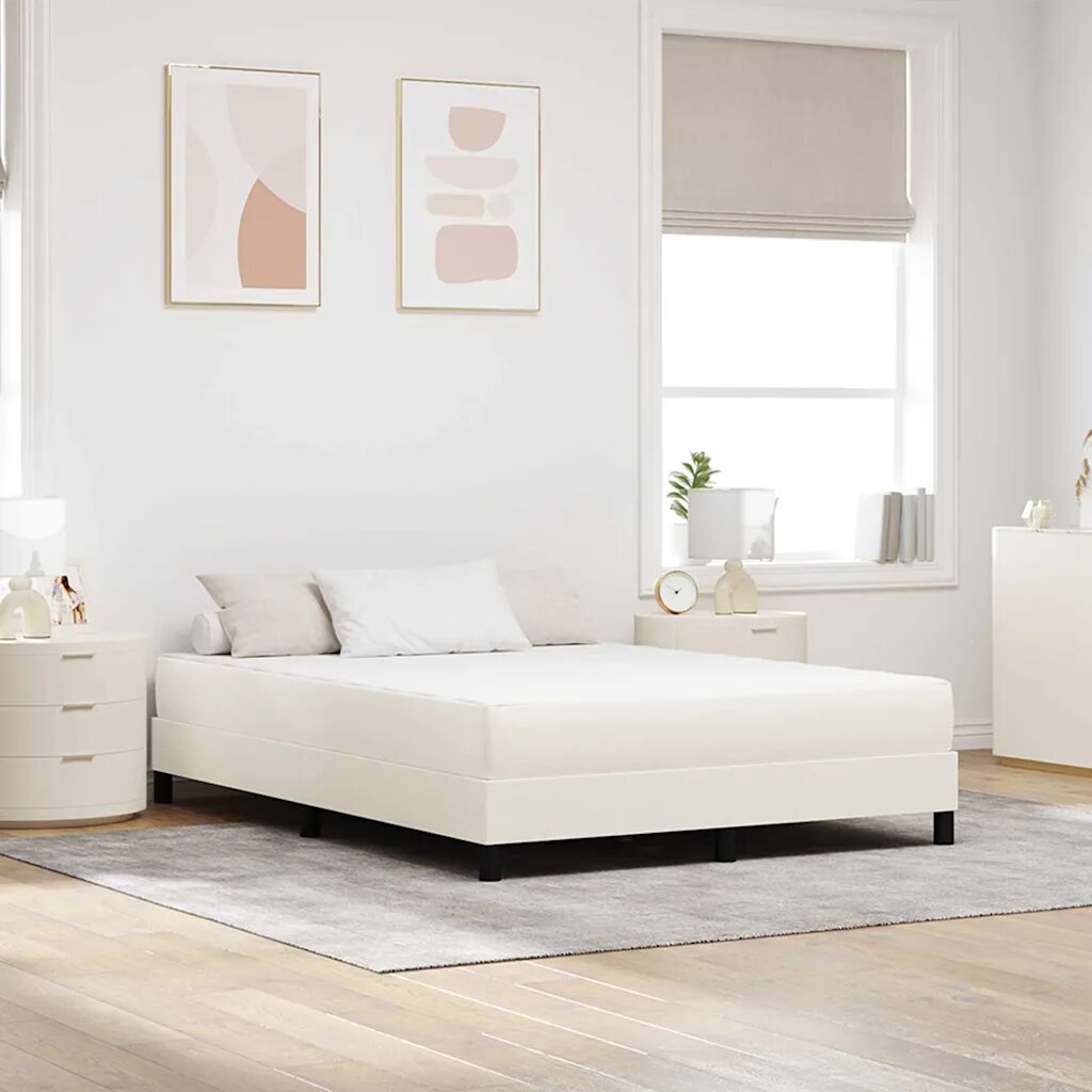 vidaXL Матрак за легло с матрак Крем 160 x 200 cm текстил