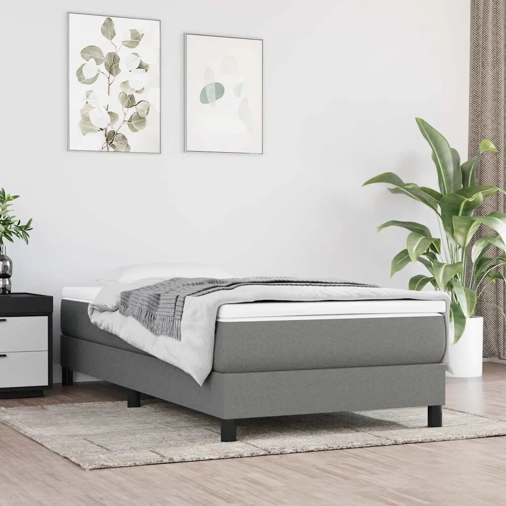 vidaXL Матрак за легло с покет пружини средна твърдост тъмносив 90x190x20 см плат