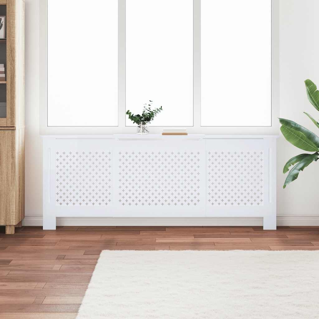 vidaXL МДФ параван за радиатор бял 205 см