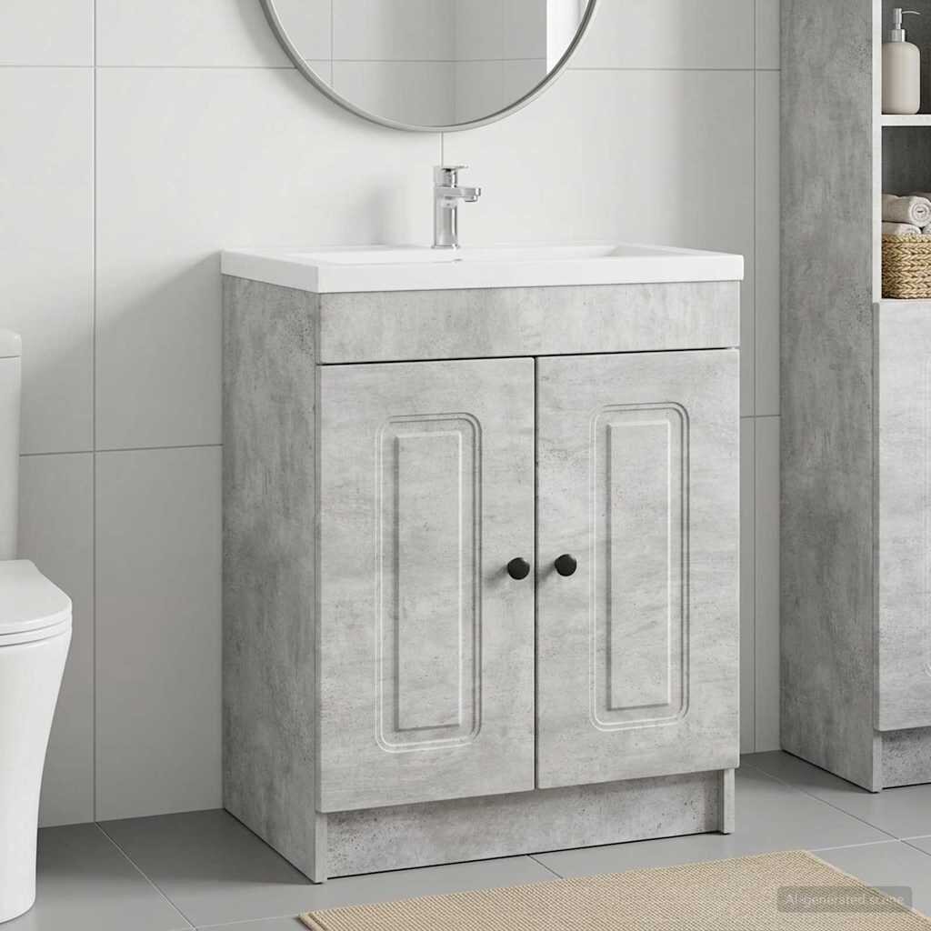 vidaXL Мебел под мивка за баня Бетонно сиво 785 x 375 x 81 см