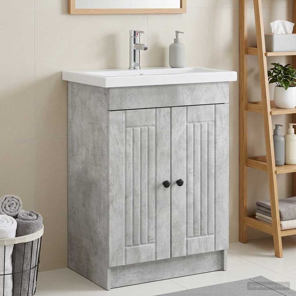 vidaXL Мебел под мивка за баня Бетонно сиво 785 x 375 x 81 см