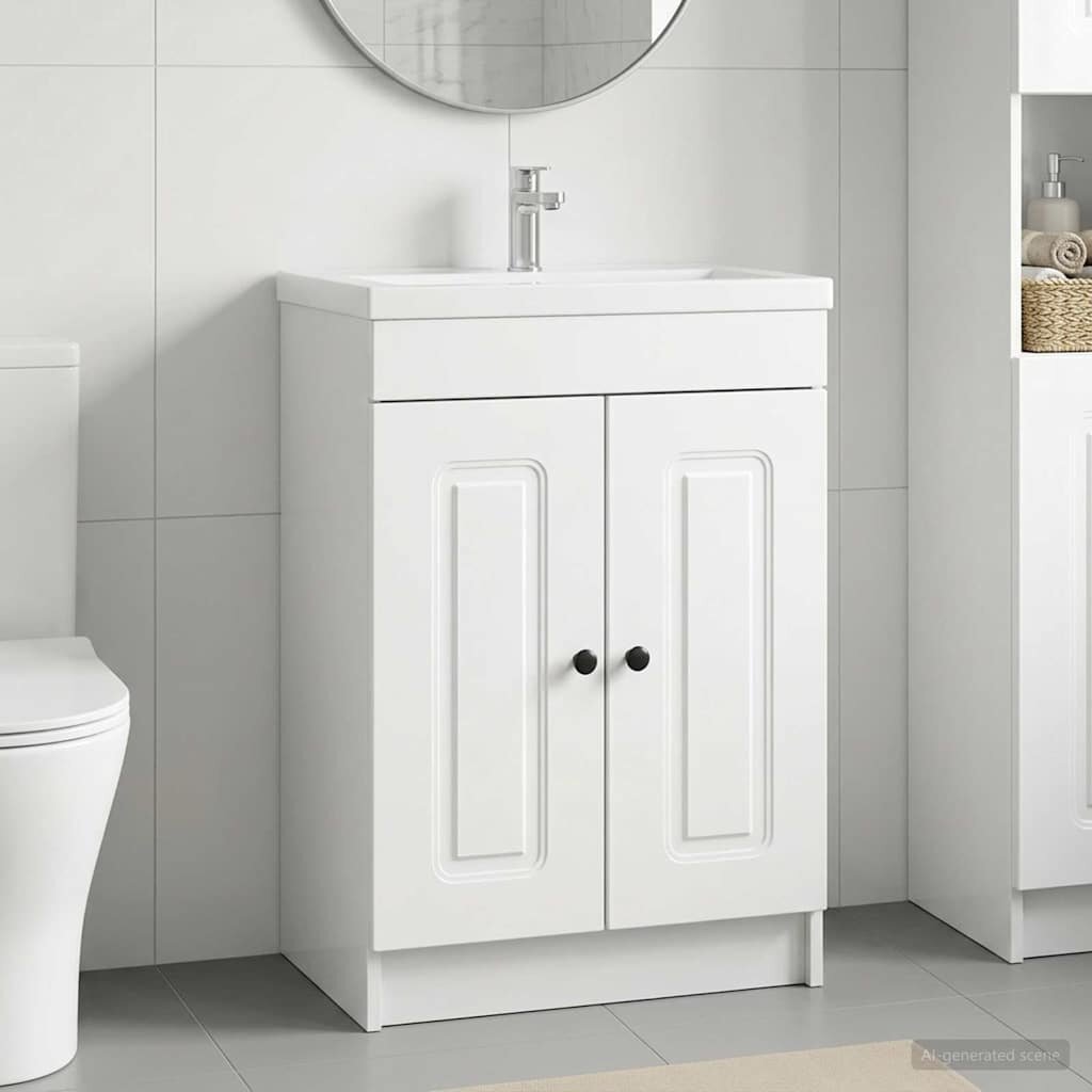 vidaXL Мебел под мивка за баня Бял гланц 785 x 375 x 81 см