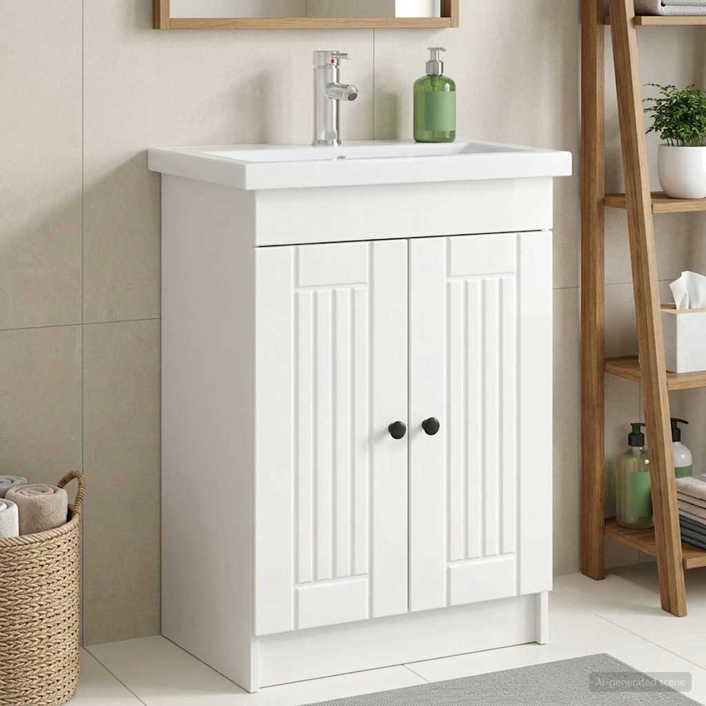 vidaXL Мебел под мивка за баня Бял гланц 785 x 375 x 81 см
