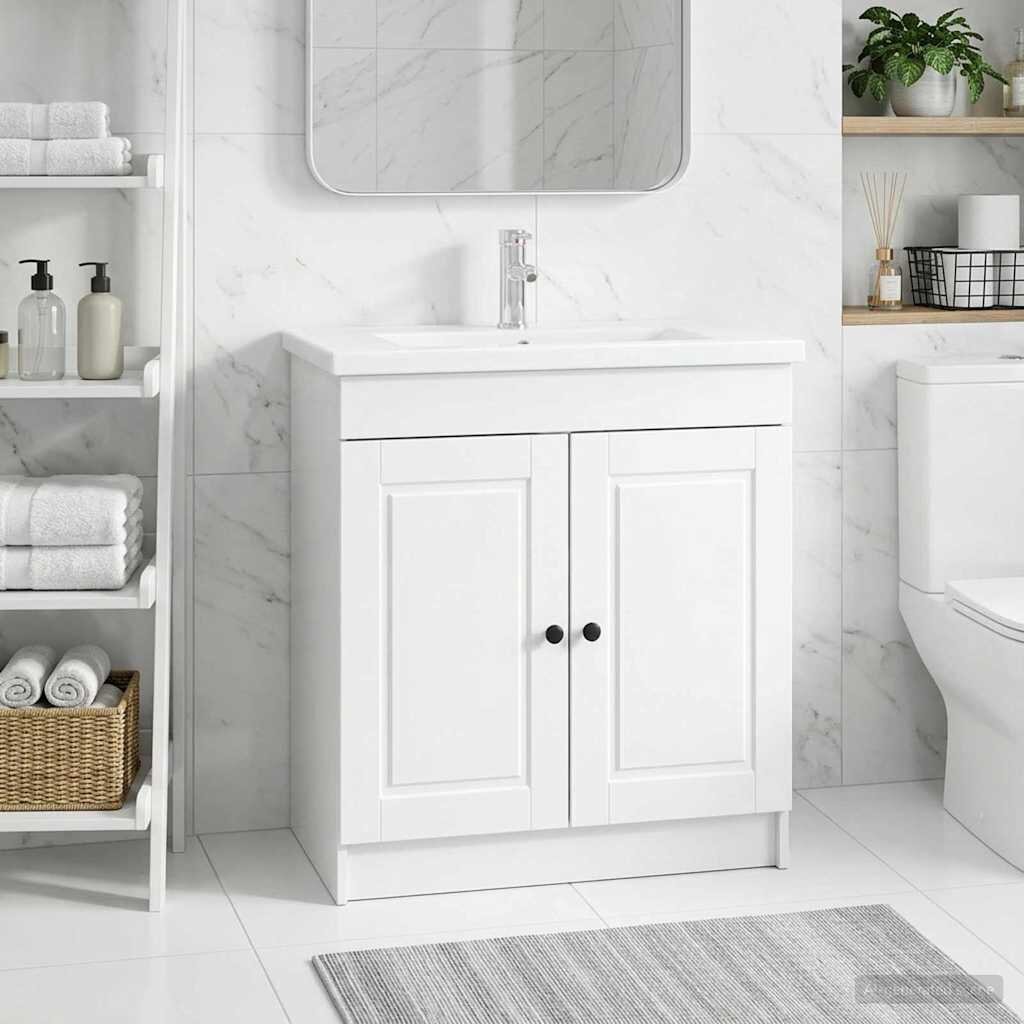 vidaXL Мебел под мивка за баня Бял гланц 785 x 375 x 81 см