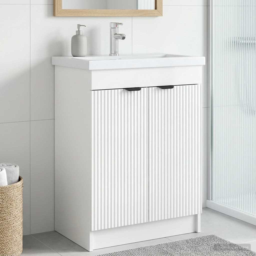 vidaXL Мебел под мивка за баня Бял гланц 785 x 375 x 81 см