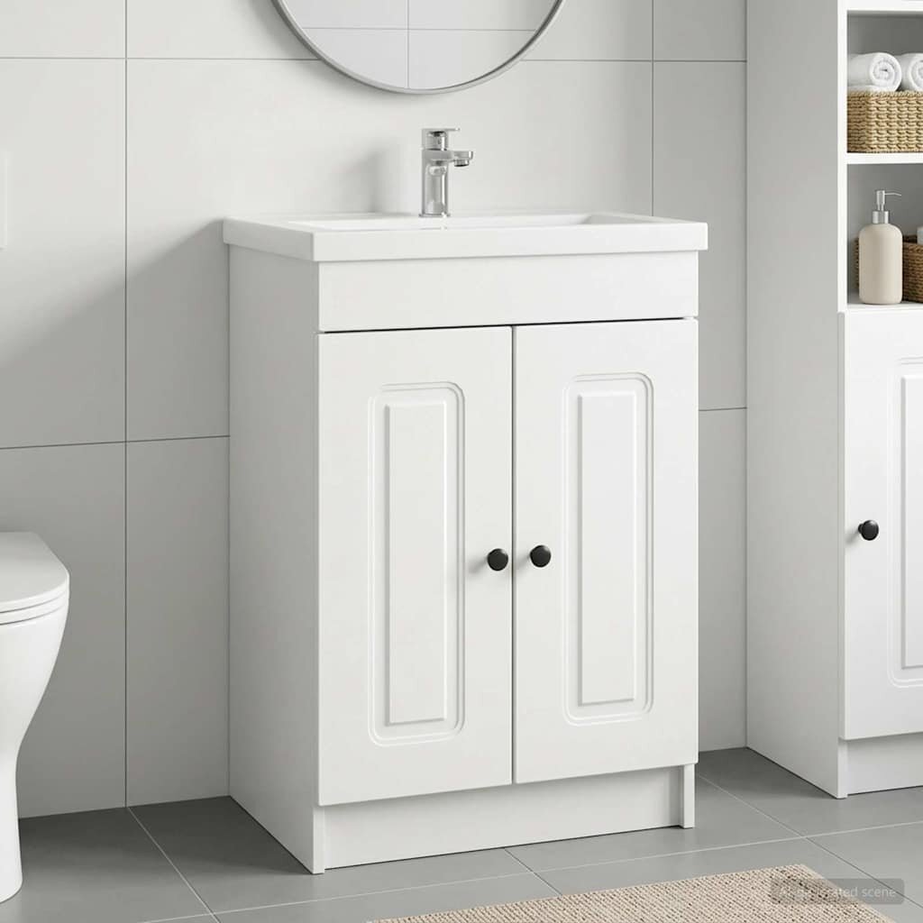 vidaXL Мебел под мивка за баня Бяло 785 x 375 x 81 см