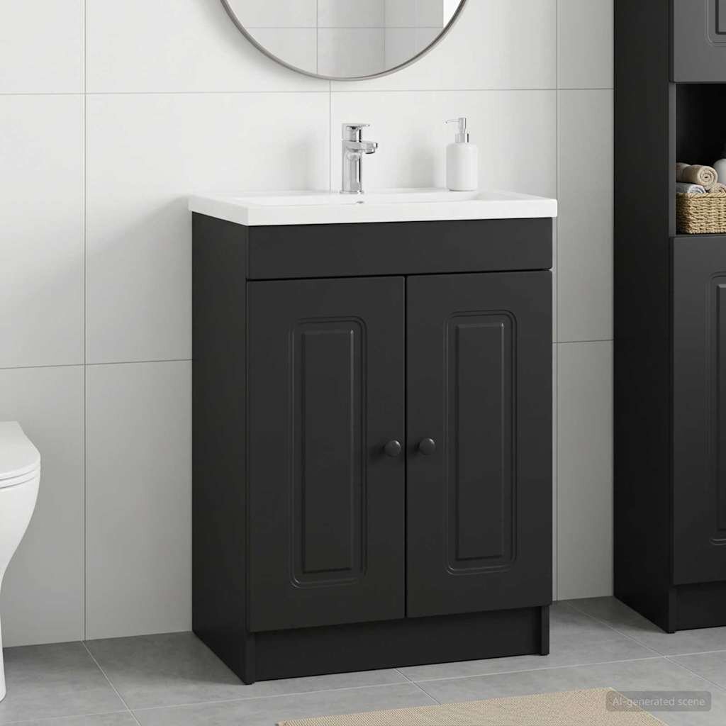 vidaXL Мебел под мивка за баня Черно 785 x 375 x 81 см