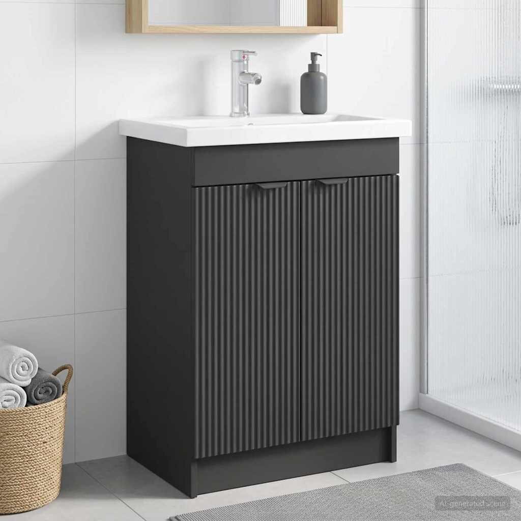 vidaXL Мебел под мивка за баня Черно 785 x 375 x 81 см