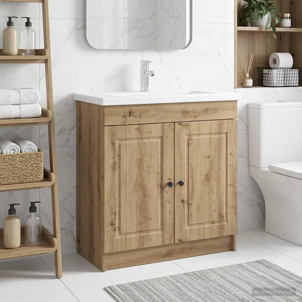 vidaXL Мебел под мивка за баня Дъб артизан 785 x 375 x 81 см