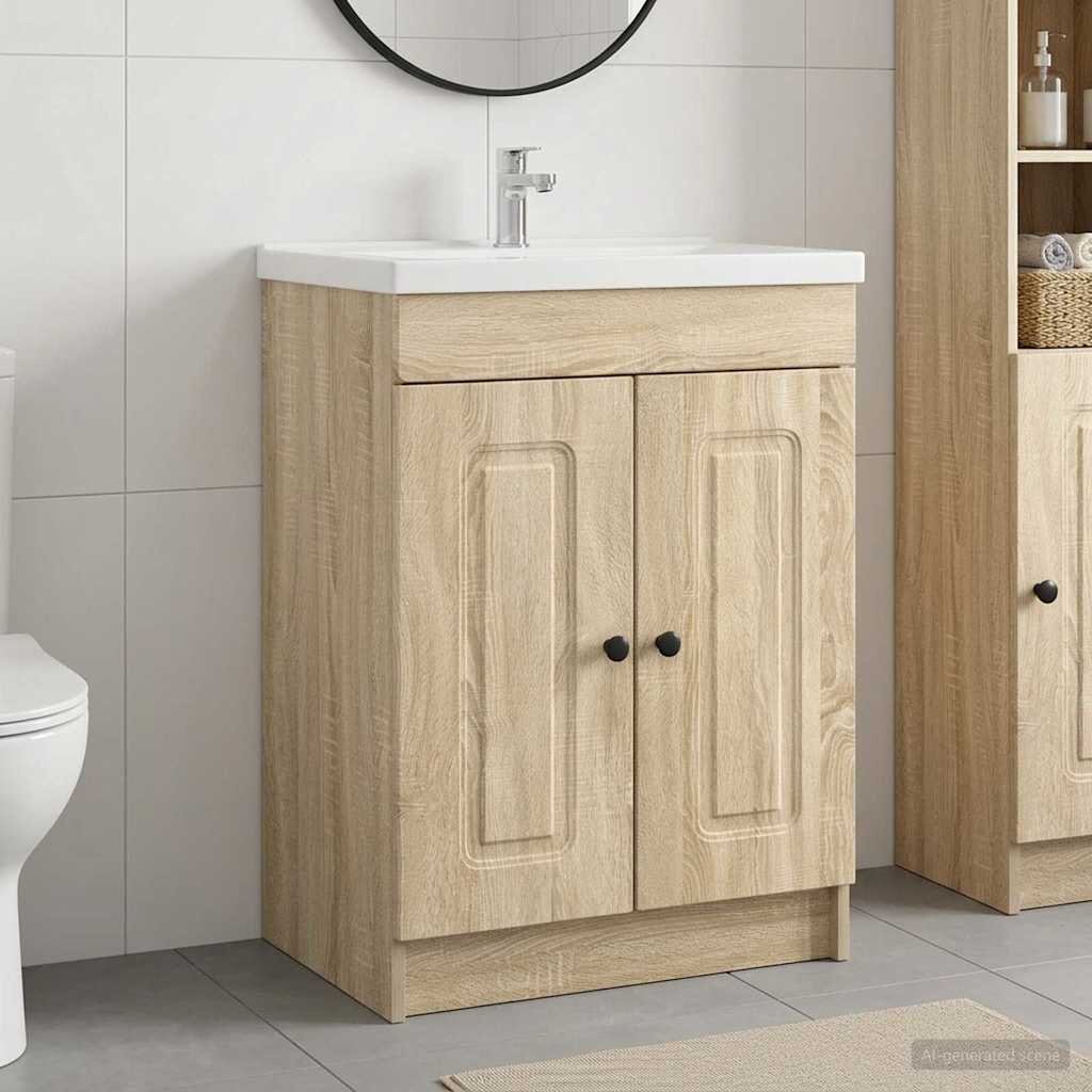 vidaXL Мебел под мивка за баня Дъб сонома 785 x 375 x 81 см