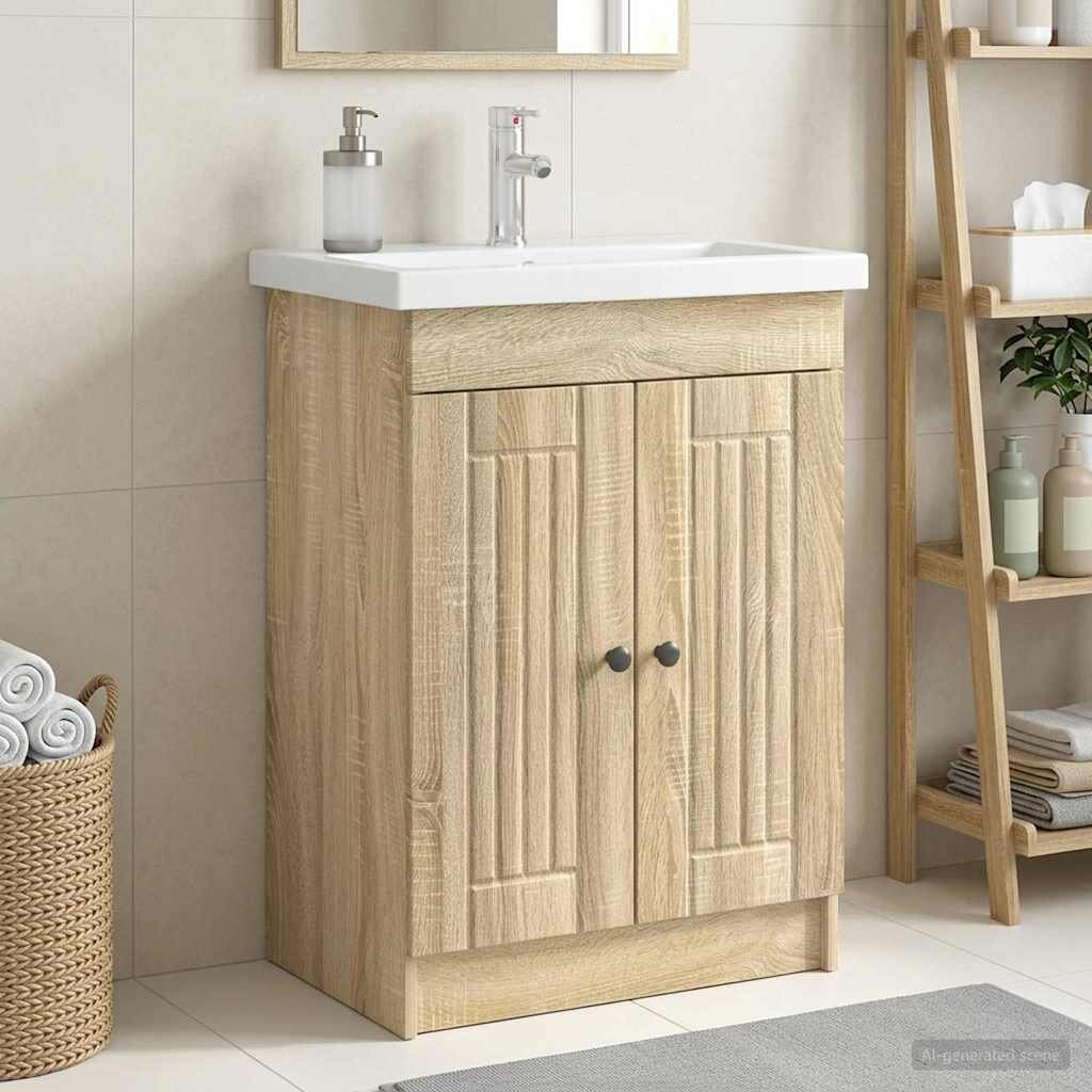 vidaXL Мебел под мивка за баня Дъб сонома 785 x 375 x 81 см