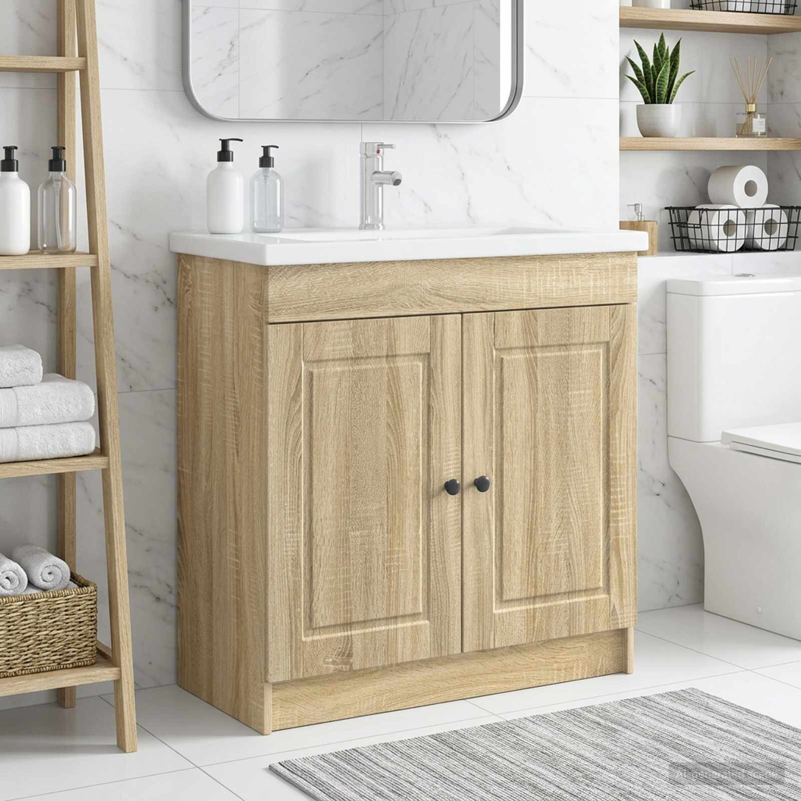 vidaXL Мебел под мивка за баня Дъб сонома 785 x 375 x 81 см