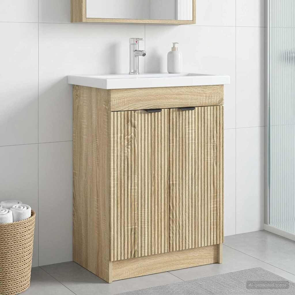 vidaXL Мебел под мивка за баня Дъб сонома 785 x 375 x 81 см
