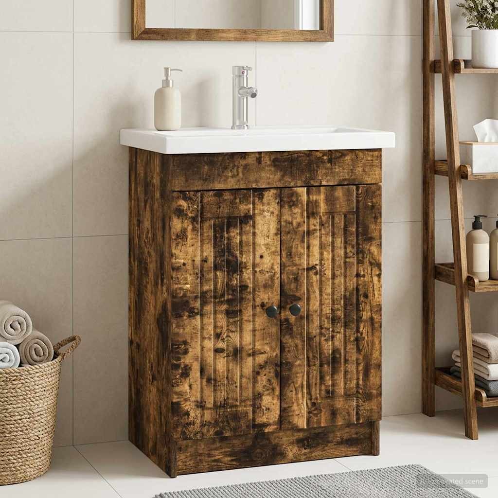 vidaXL Мебел под мивка за баня Опушен дъб 785 x 375 x 81 см