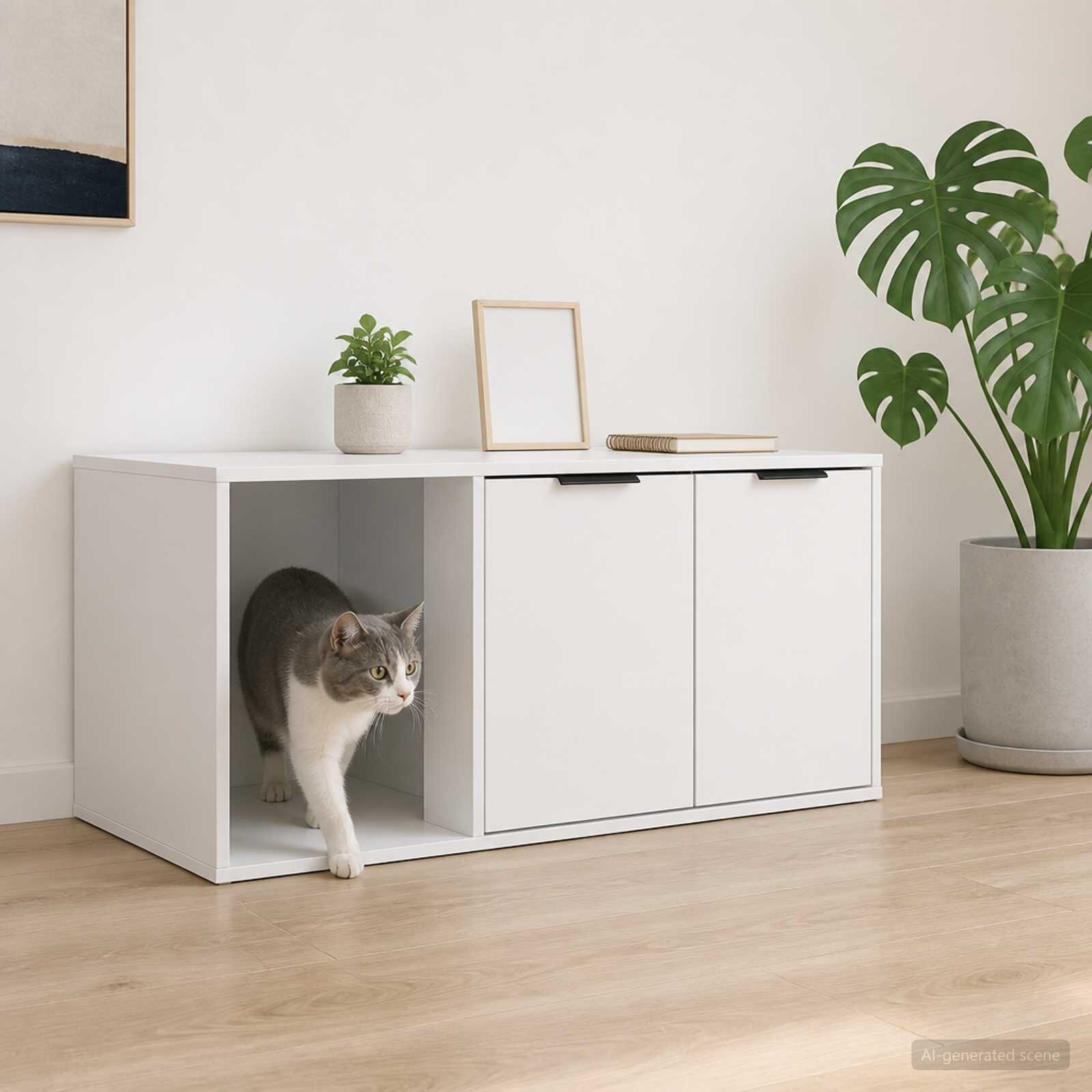 vidaXL Мебел за котешка клетка Бяло 100 x 49 x 45 см