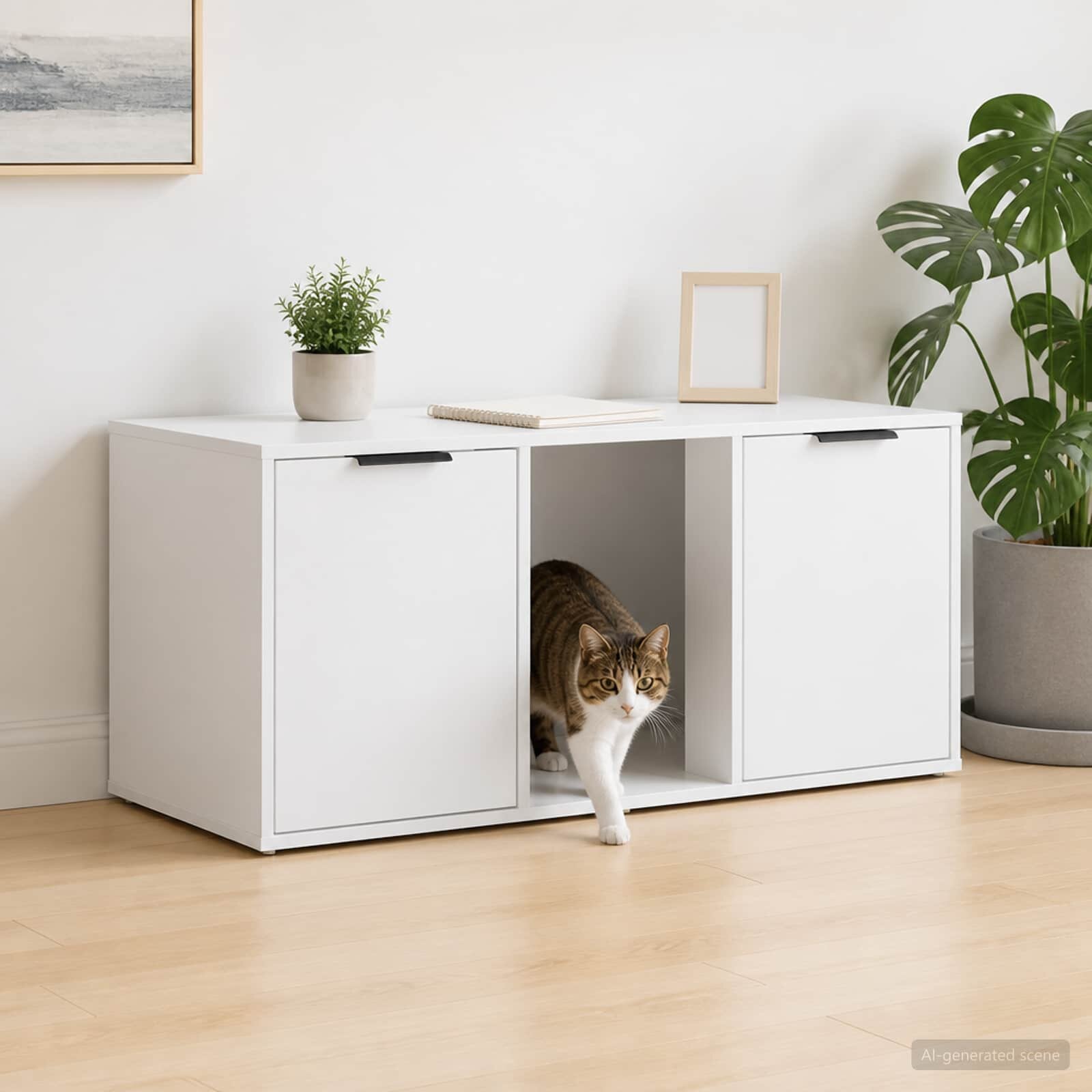 vidaXL Мебел за котешка клетка Бяло 100 x 49 x 45 см
