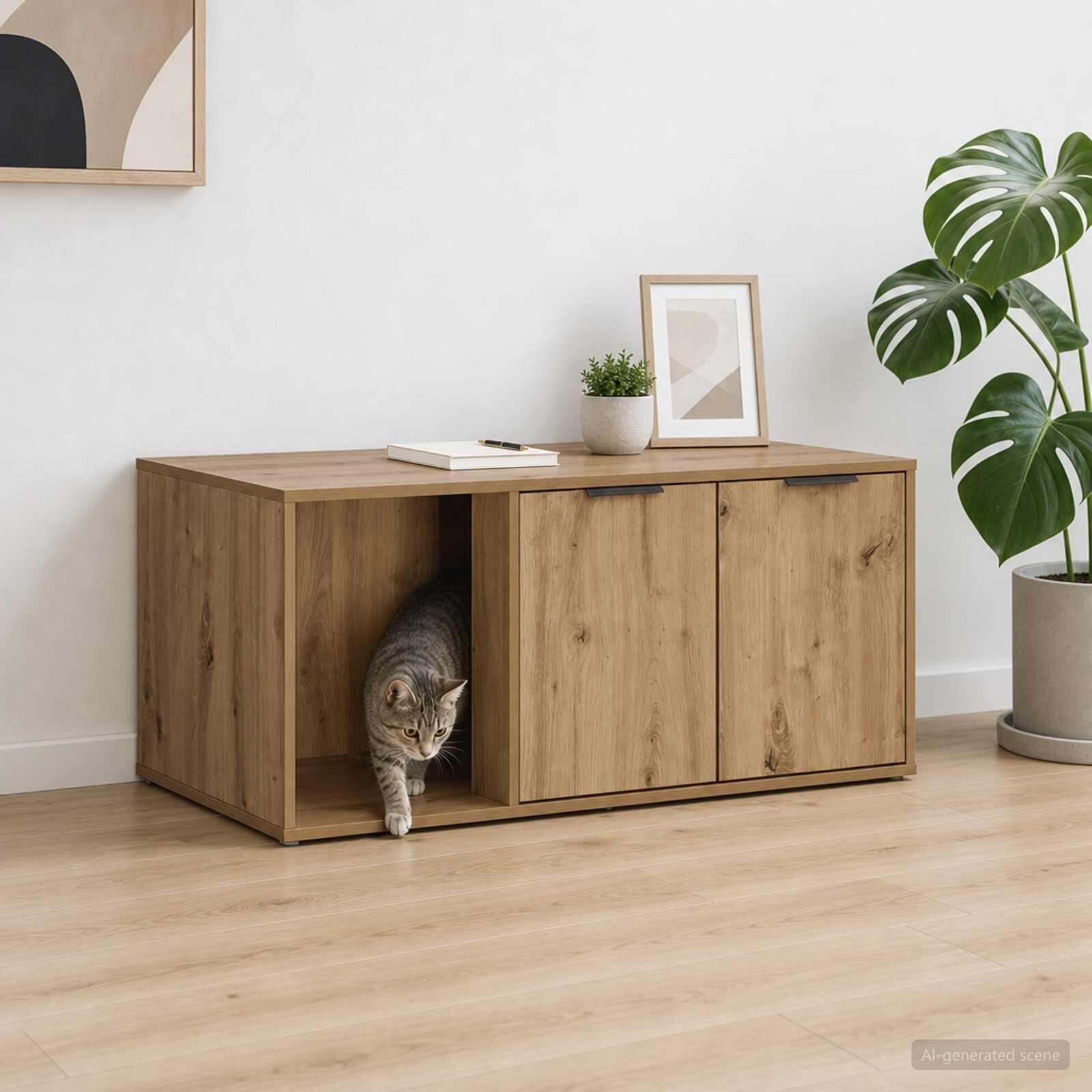 vidaXL Мебел за котешка клетка Дъб артизан 100 x 49 x 45 см