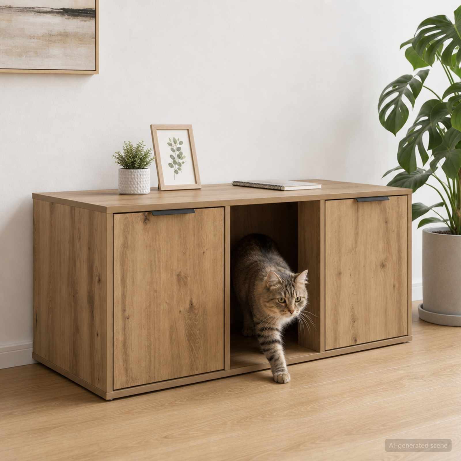 vidaXL Мебел за котешка клетка Дъб артизан 100 x 49 x 45 см
