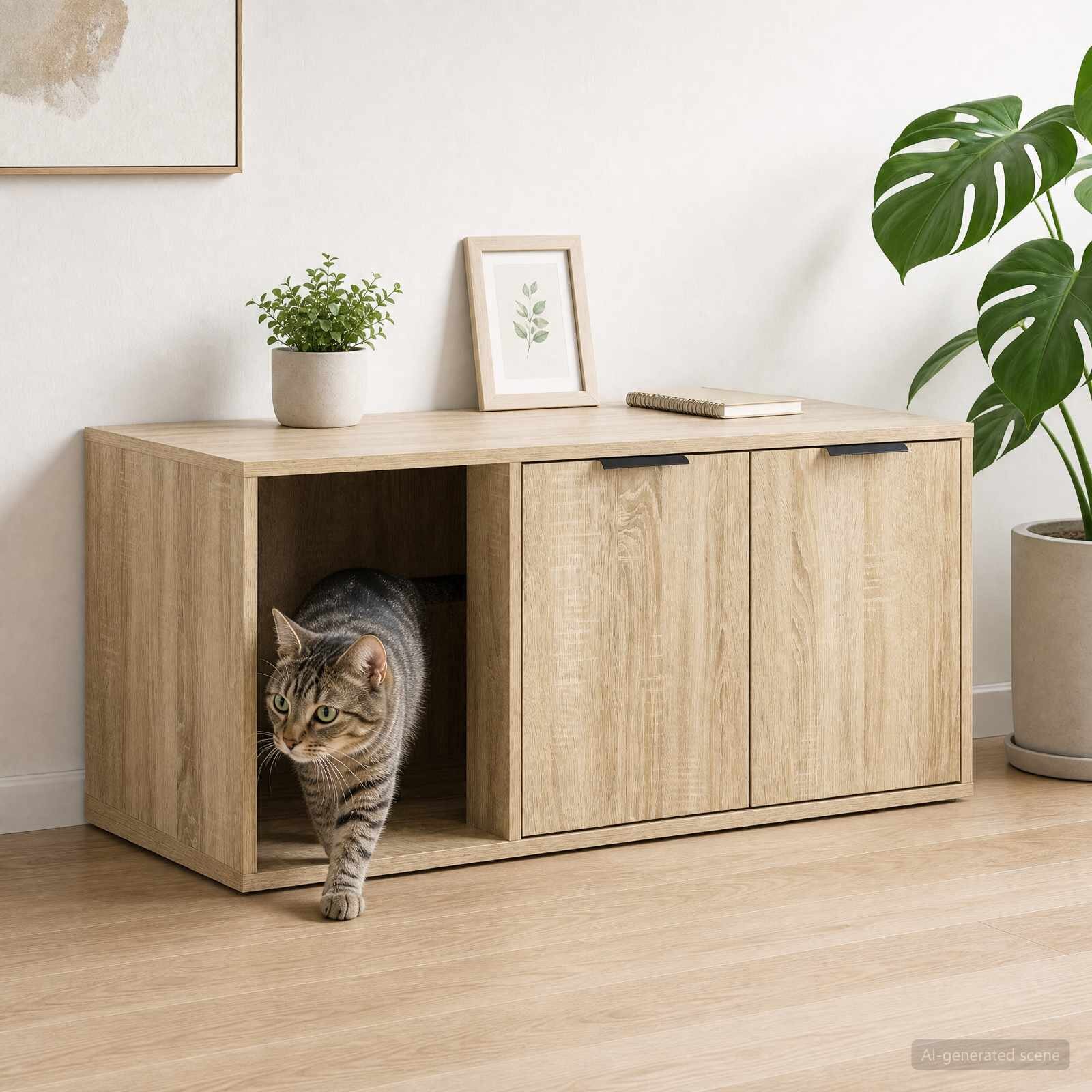 vidaXL Мебел за котешка клетка Дъб сонома 100 x 49 x 45 см
