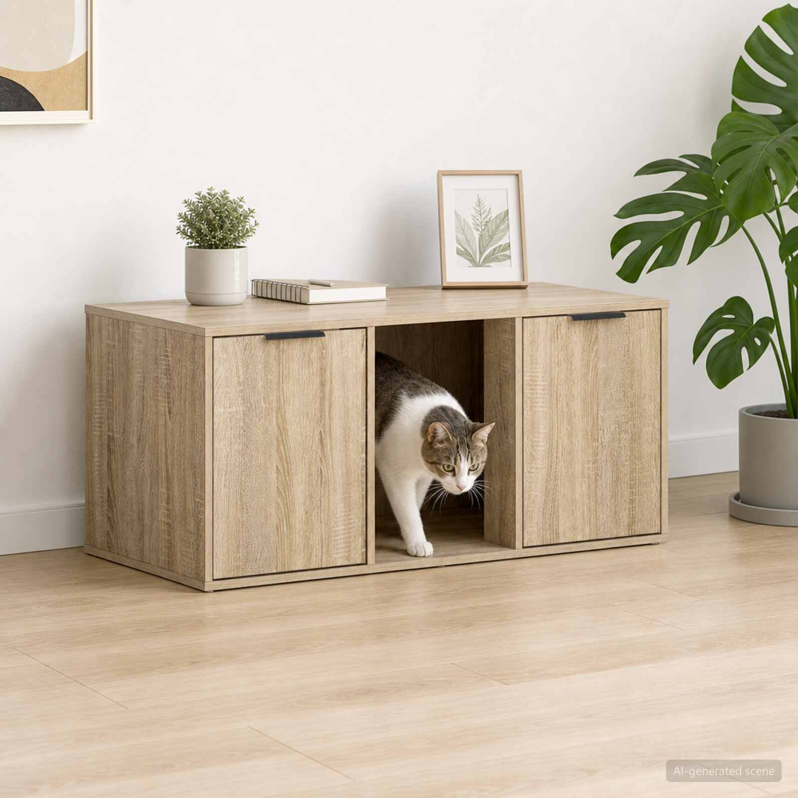 vidaXL Мебел за котешка клетка Дъб сонома 100 x 49 x 45 см