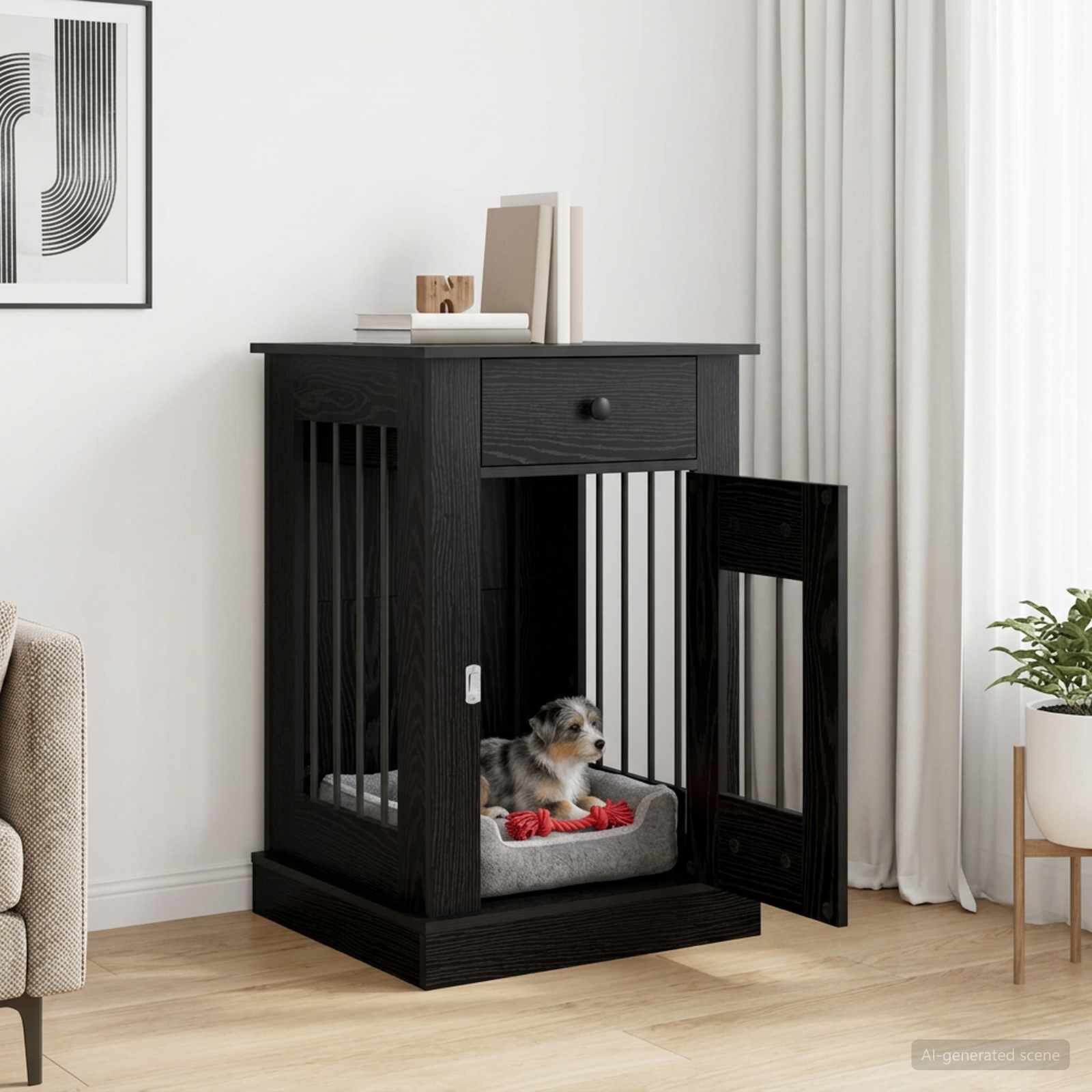 vidaXL Мебели за кучешка клетка Черен дъб 50 x 475 x 80 см