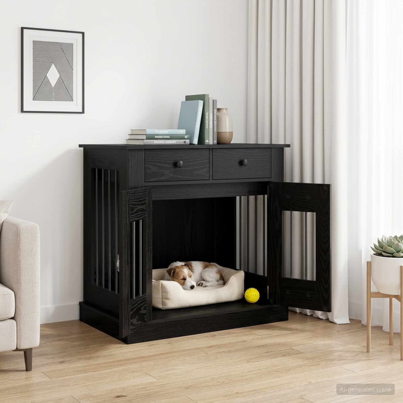 vidaXL Мебели за кучешка клетка Черен дъб 80 x 475 x 80 см