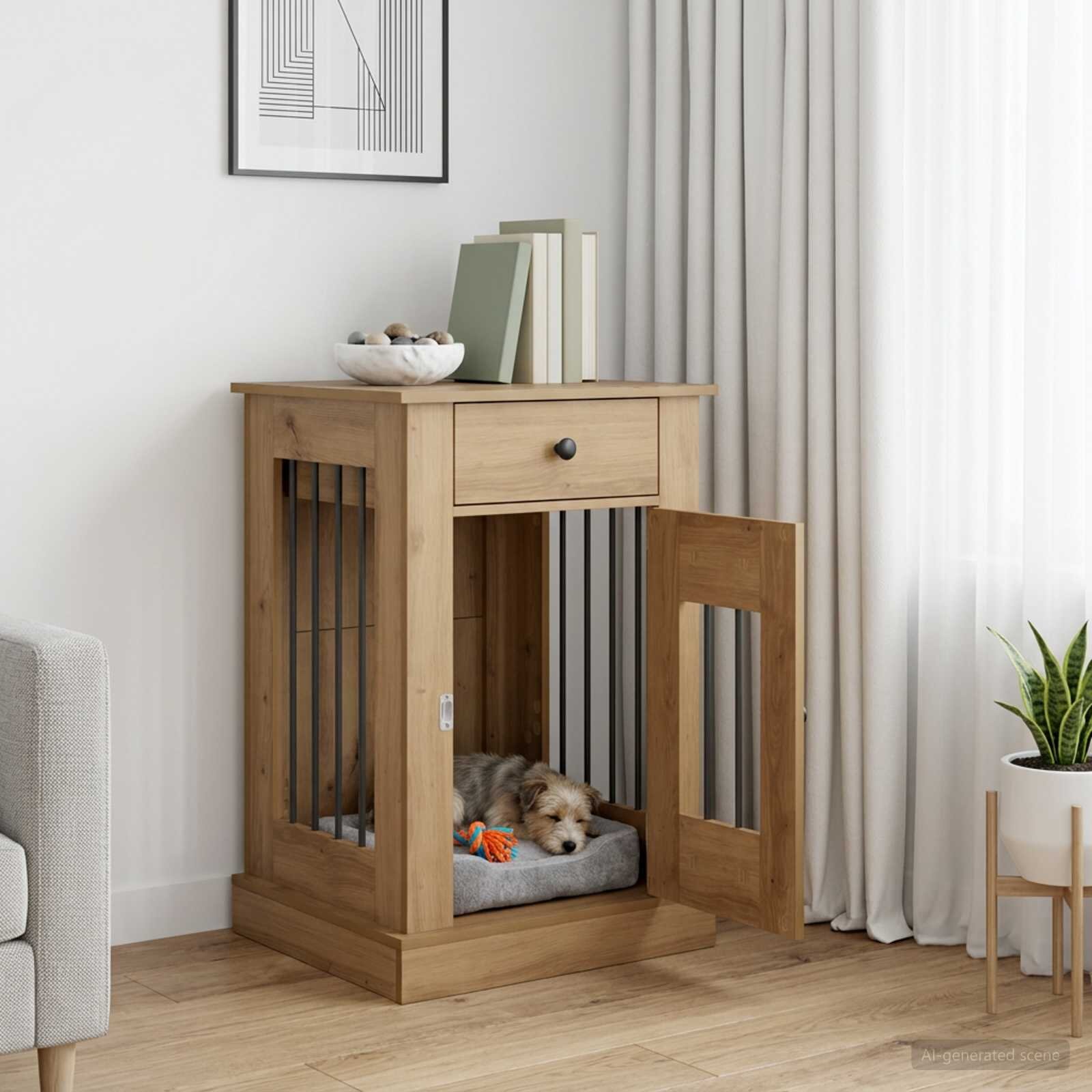 vidaXL Мебели за кучешка клетка Дъб артизан 50 x 475 x 80 см