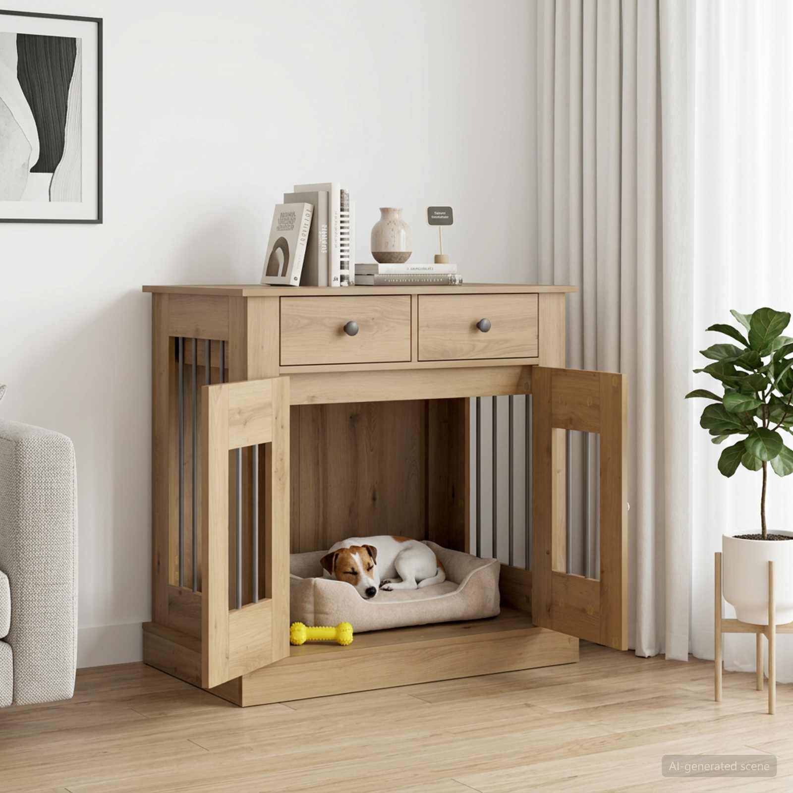 vidaXL Мебели за кучешка клетка Дъб артизан 80 x 475 x 80 см