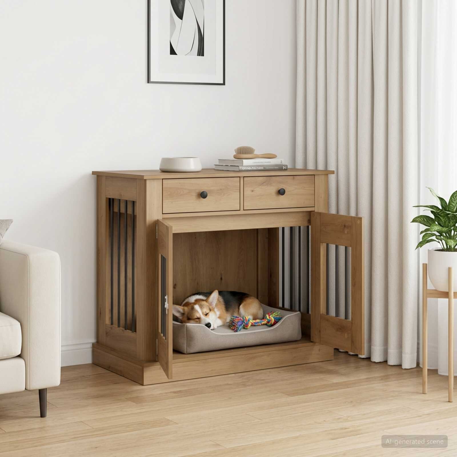 vidaXL Мебели за кучешка клетка Дъб артизан 90 x 475 x 80 см