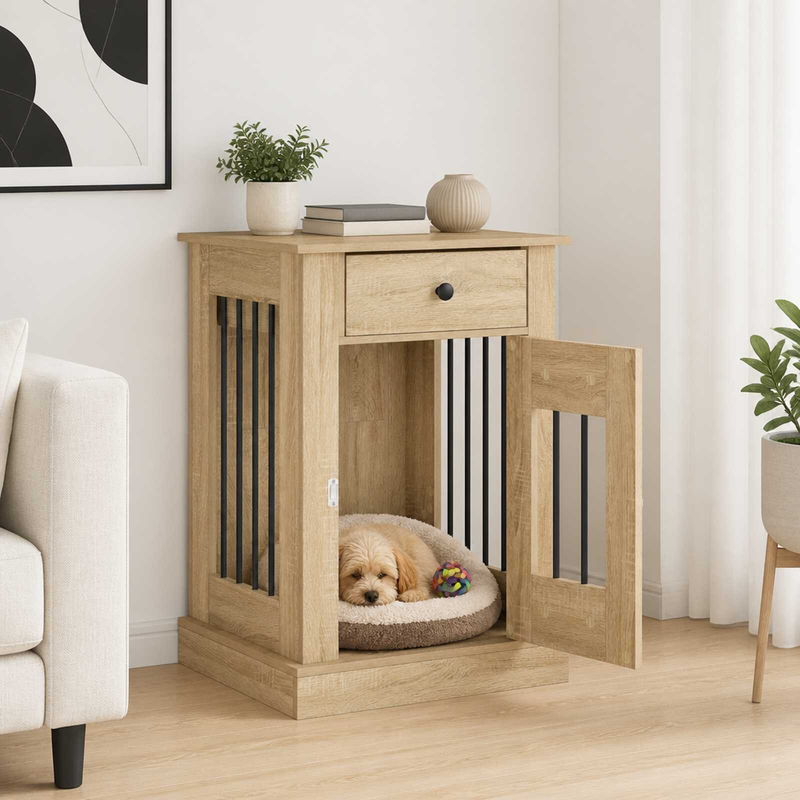 vidaXL Мебели за кучешка клетка Дъб сонома 50 x 475 x 80 см
