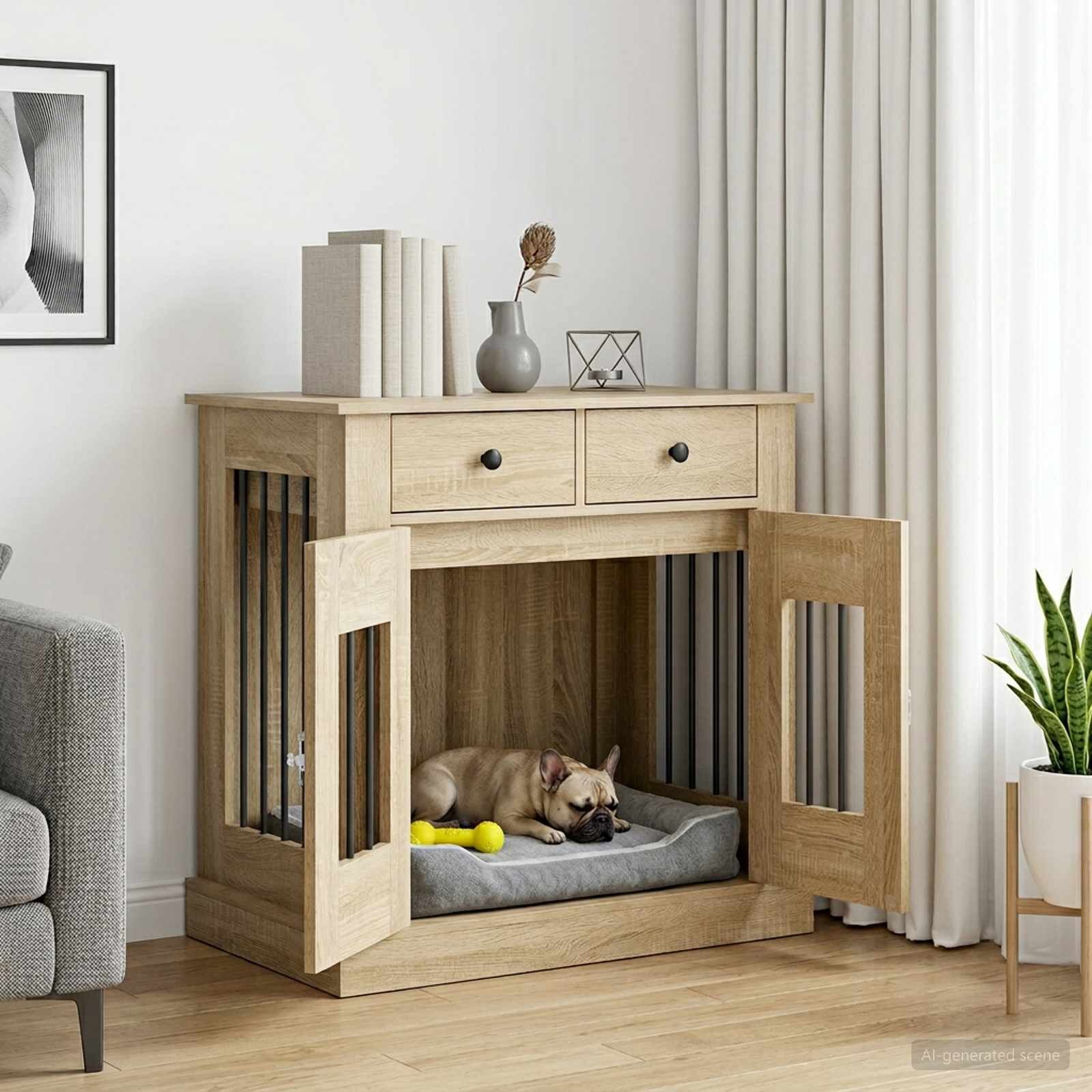 vidaXL Мебели за кучешка клетка Дъб сонома 80 x 475 x 80 см