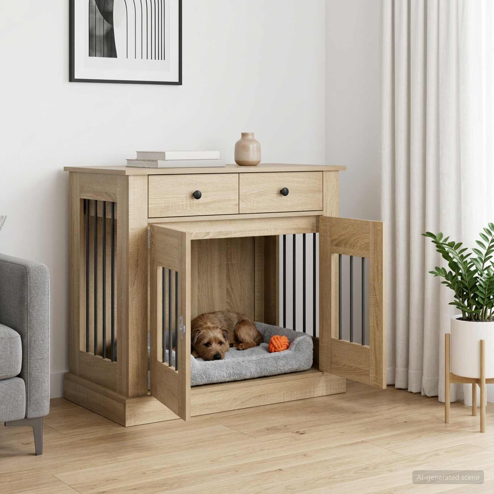 vidaXL Мебели за кучешка клетка Дъб сонома 90 x 475 x 80 см