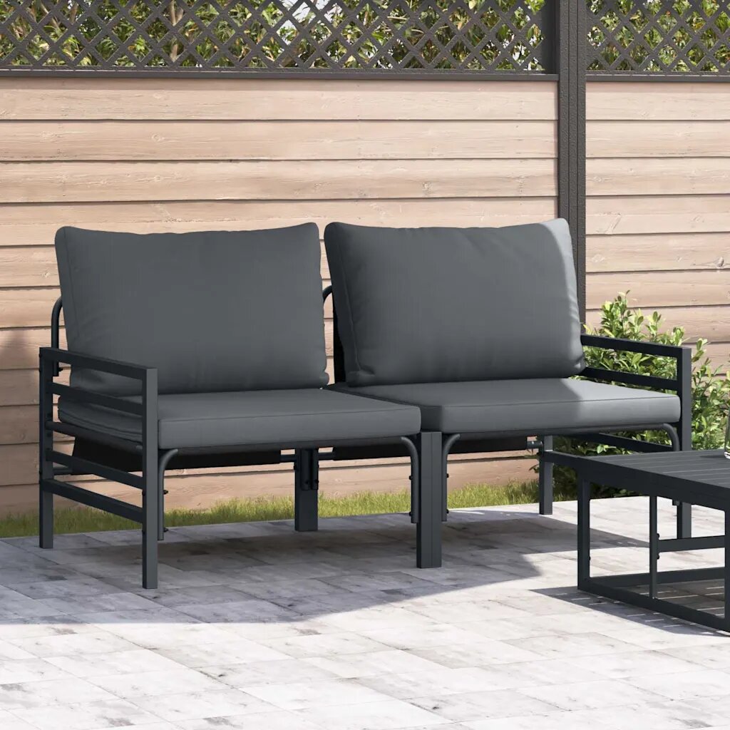 vidaXL Мебели за открито 2 Брой Антрацит 80 x 80 x 71 cm Стомана