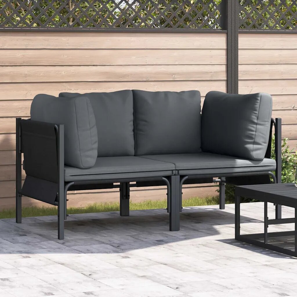 vidaXL Мебели за открито 2 Брой Антрацит 80 x 80 x 71 cm Стомана