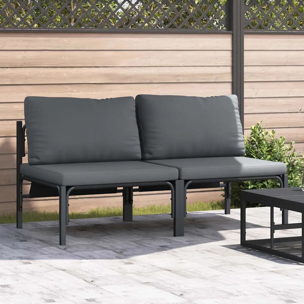 vidaXL Мебели за открито 2 Брой Антрацит 80 x 80 x 71 cm Стомана