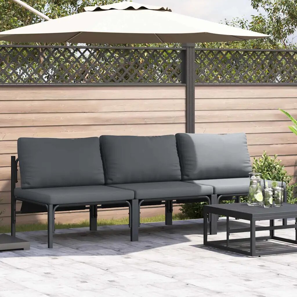 vidaXL Мебели за открито 3 Брой Антрацит 80 x 80 x 71 cm Стомана