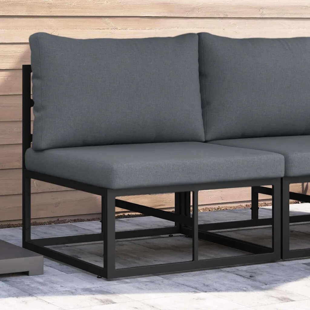 vidaXL Мебели за открито Метал Черно и антрацит 70 x 715 x 71 см