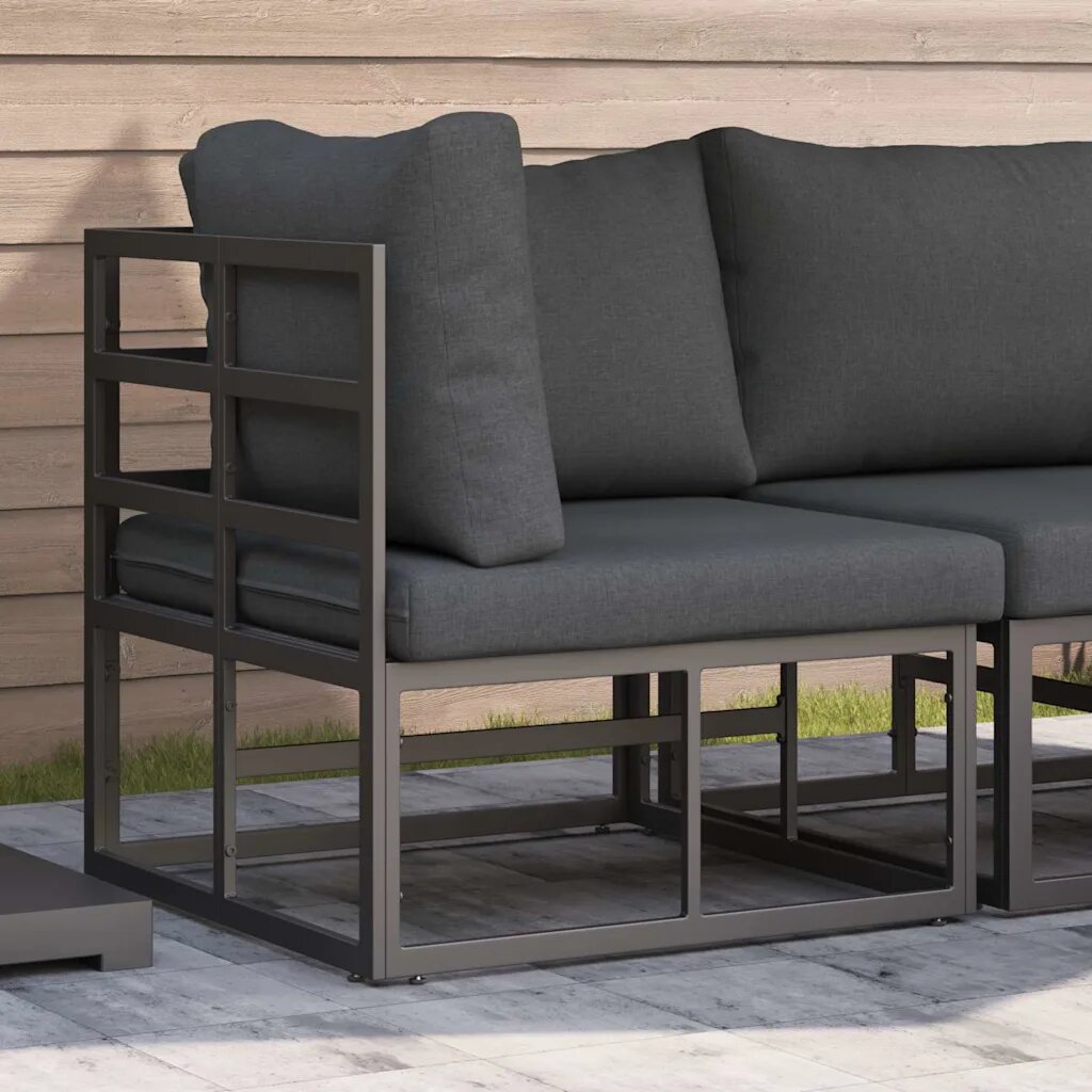 vidaXL Мебели за открито Метал Черно и антрацит 715 x 715 x 71 см