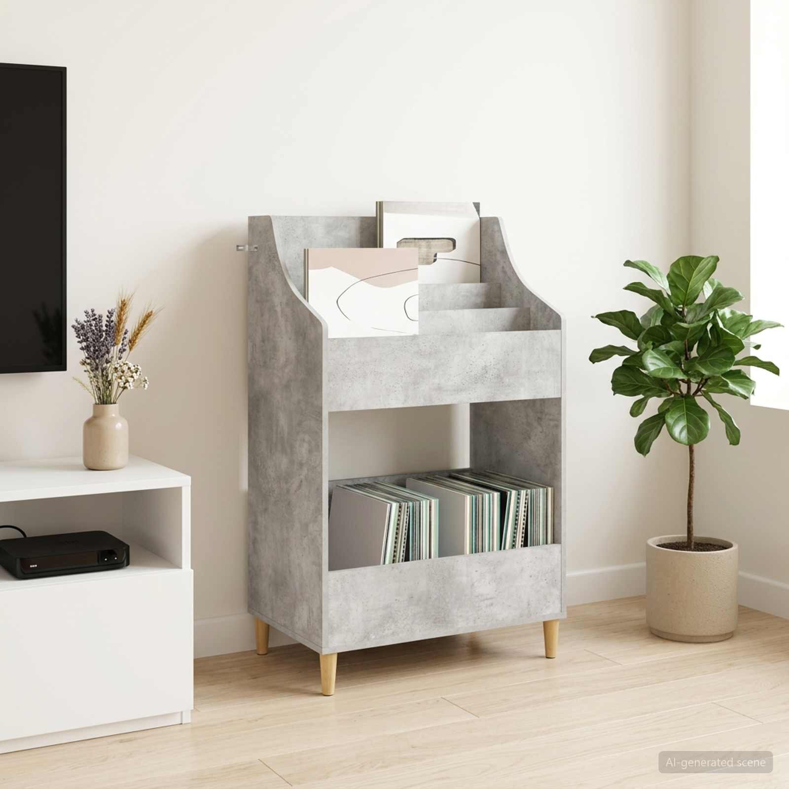 vidaXL Медийни рафтове Бетонно сиво 705 x 46 x 112 см