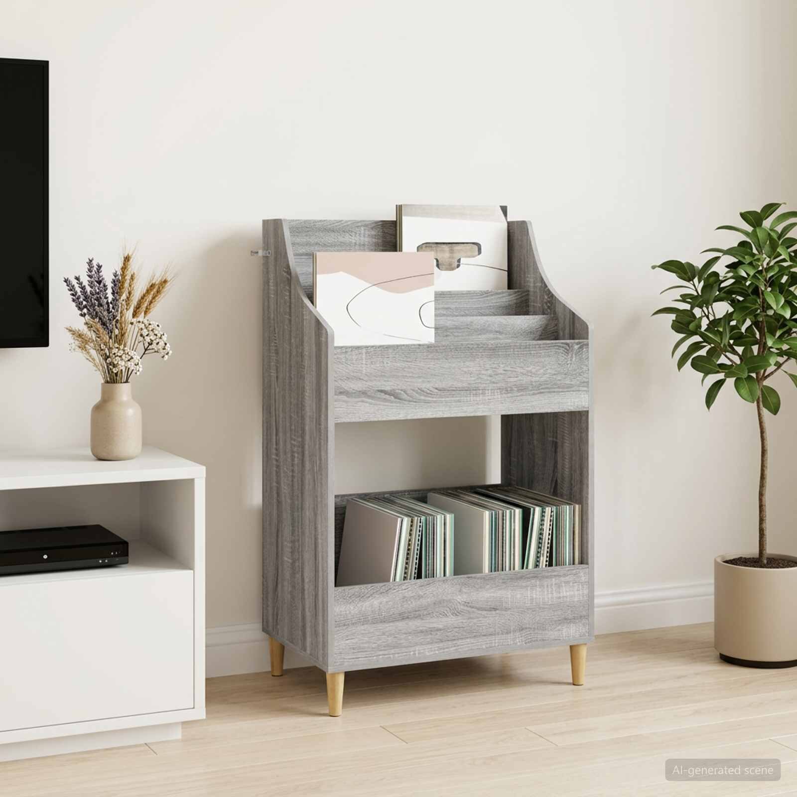 vidaXL Медийни рафтове Сив Сонома 705 x 46 x 112 см