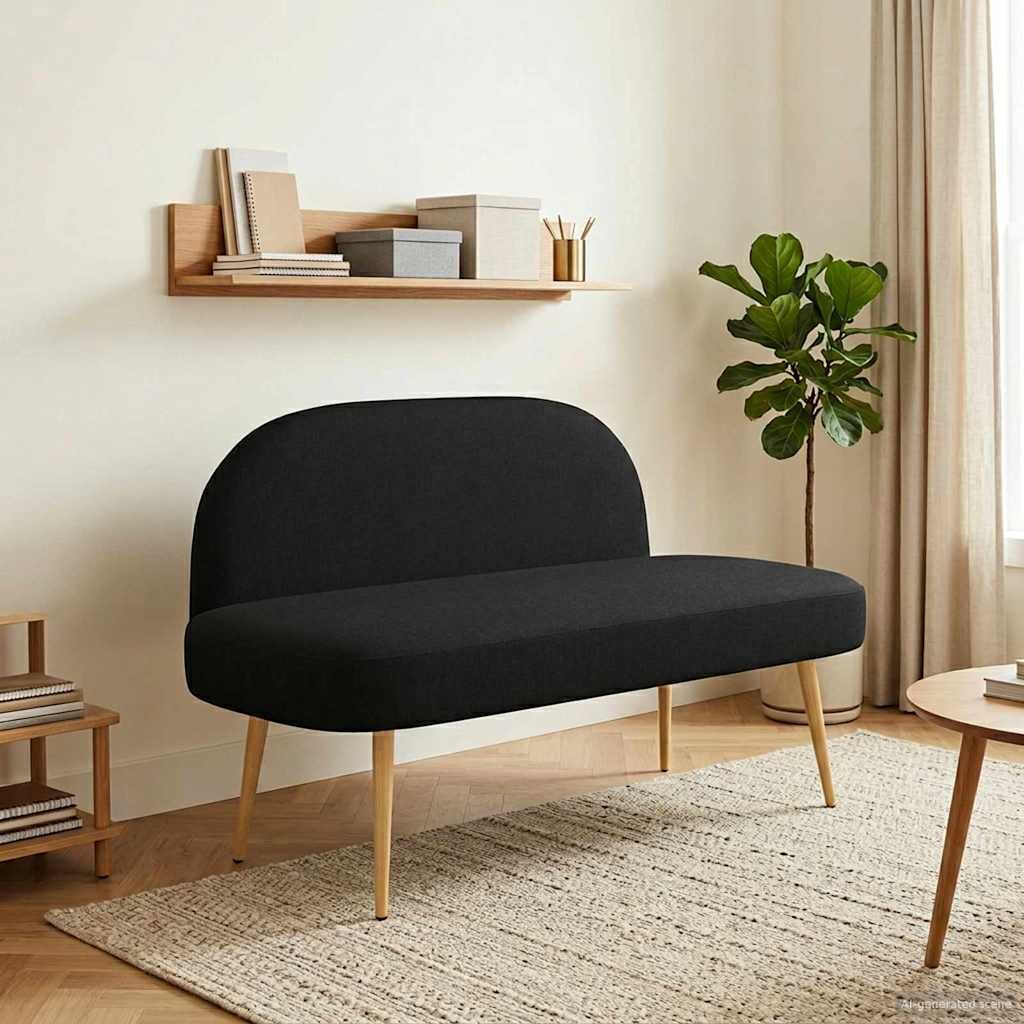 vidaXL Мек бенч с облегалка Черно 110 x 60 x 76 cm
